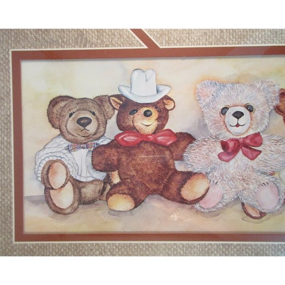 Ava Freeman Print Teddy Bears Framed Matted Signed - Picture 3 of 6
